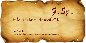 Fürster Szovát névjegykártya